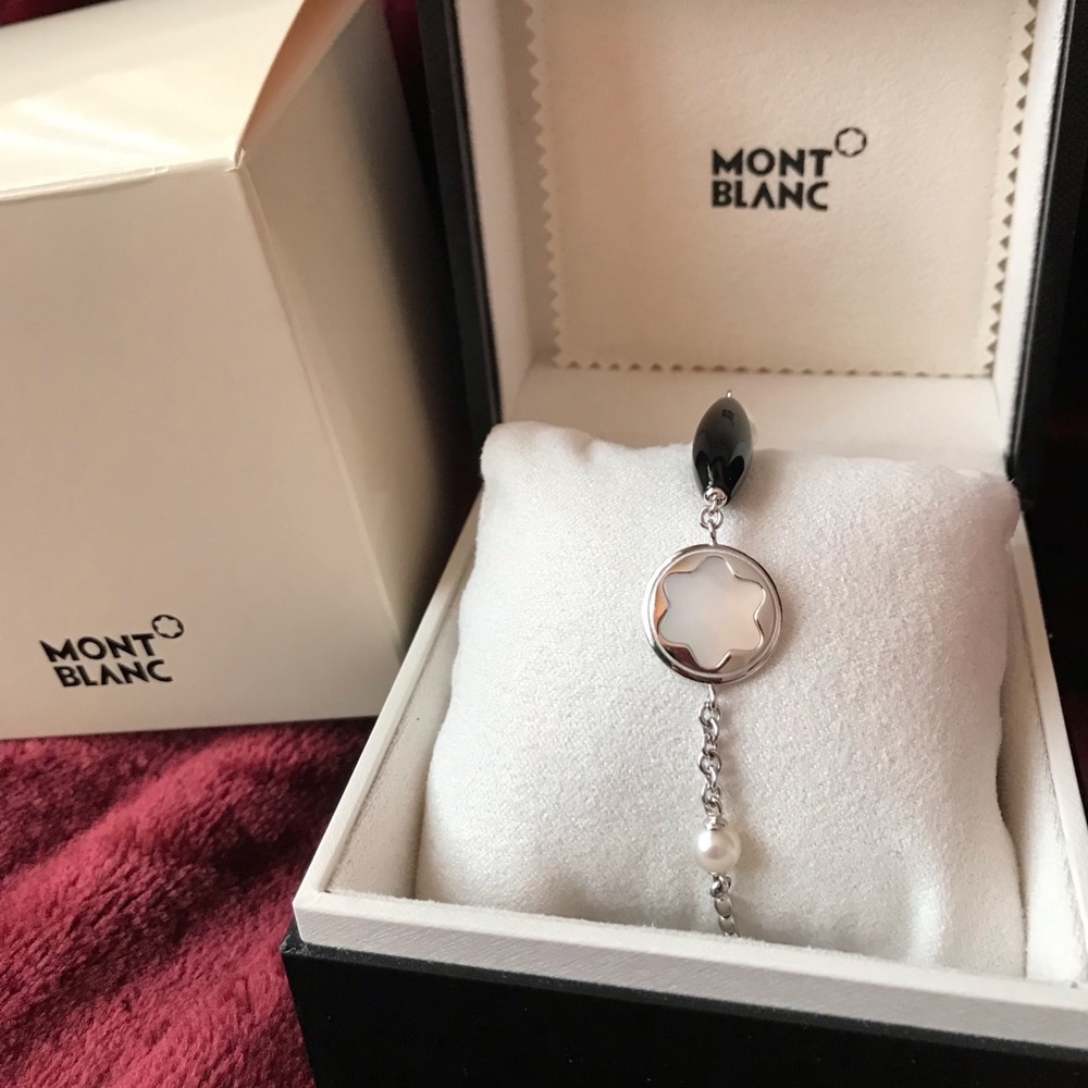 Montblanc Mother of Pearl & Onyx Silver Bracelet